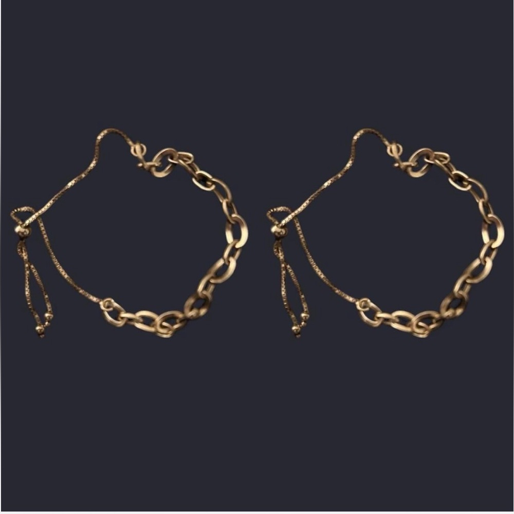 2 TWO NEW 10K YG Yellow Gold Oval Link Bolo Bracelet’s Adjustable 10kt 10k 10KT